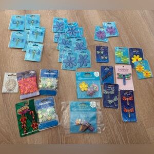 DECORATIVE DETAILS & OTHER FLOWERS, DRAGON FLIES PATCH & EMBELLISHMENTS BIG LOT